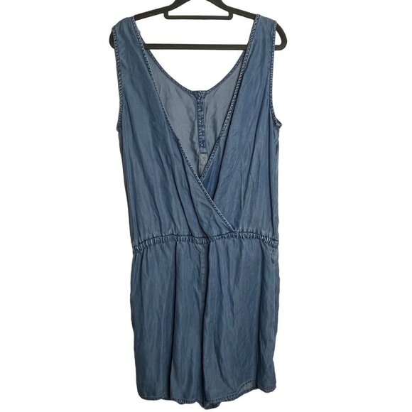 Beach Lunch Lounge Open Back Sleeveless Chambray‎ Romper Size Medium - Picture 6 of 10